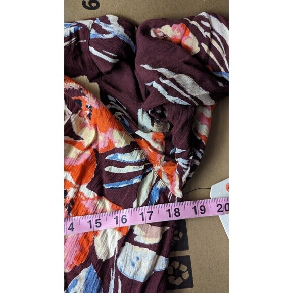 NWT BILLABONG Medium Dress Floral Faux Wrap Crinkled Flare‎ Sleeve Cutout Back - Picture 12 of 14